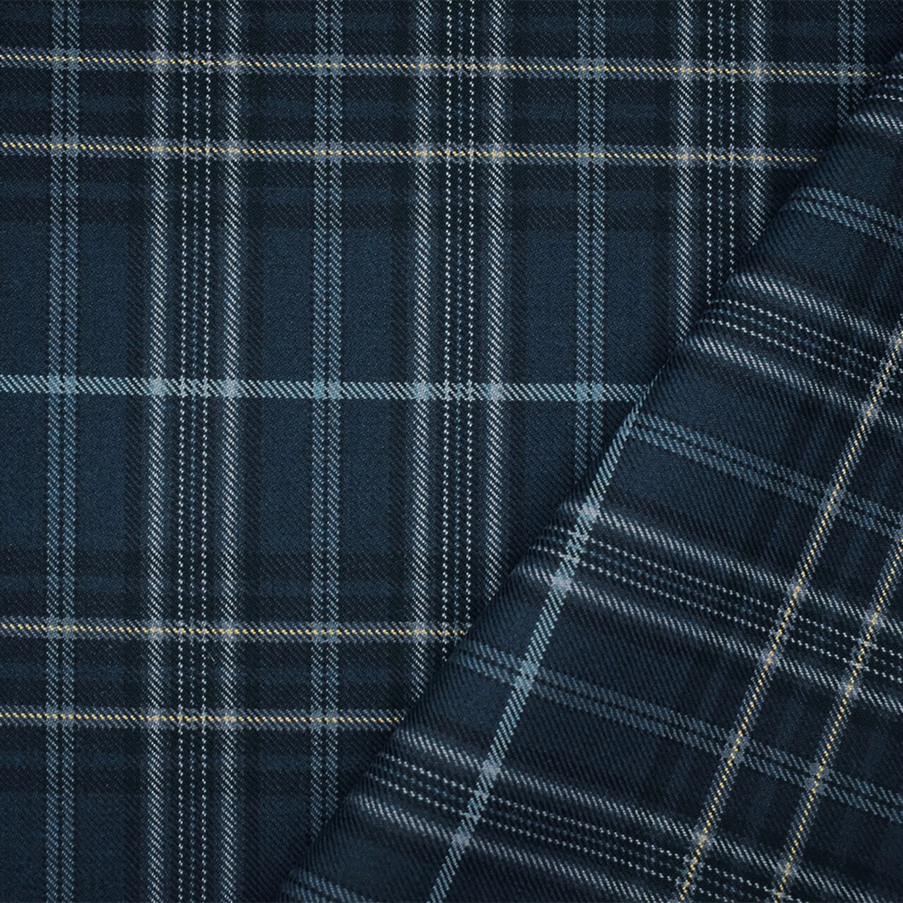 Blue-Black-Multi Wool-Polyester Plaid Woven Twill Suiting Fabric By the Yard